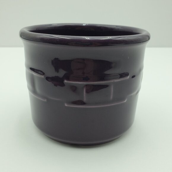 Longaberger Pottery Woven Traditions Eggplant Salt Crock Purple Pint Crock - Picture 5 of 5
